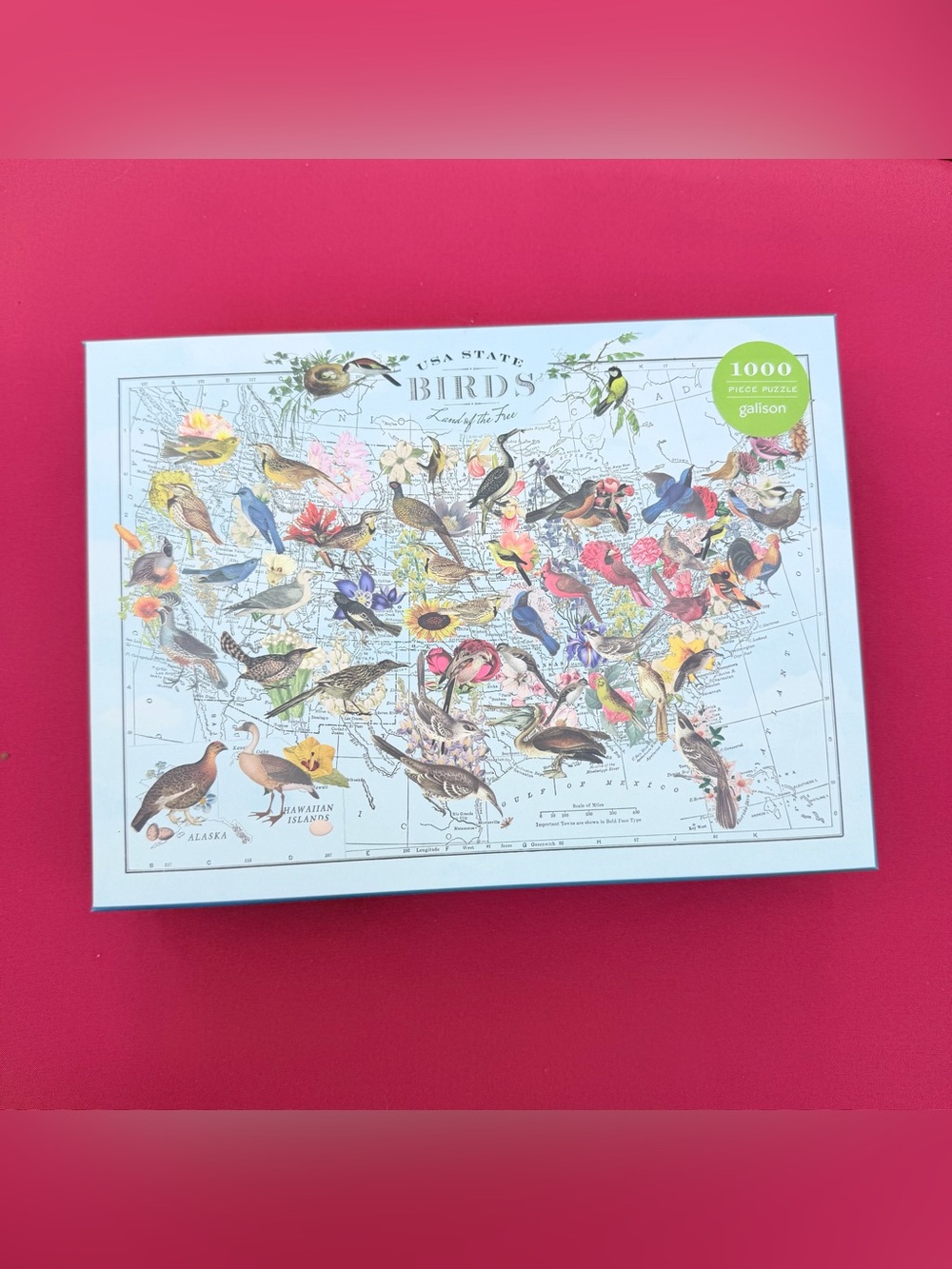 NOB Galison Map of USA State Birds 1000 PC Jigsaw Puzzle Wendy Gold Sealed Bag